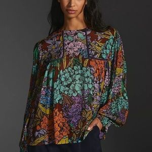 Anthropologie Bl^nk London Miranda Floral Peasant Blouse Small NWT